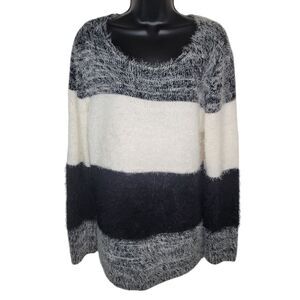 Venus Striped Fuzzy Pullover Sweater Size Medium